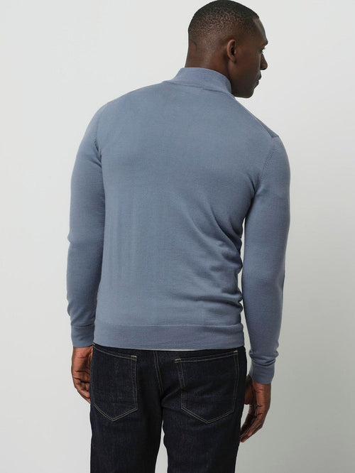 Profuomo halve rits pullover merinowol blauw