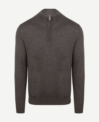 Profuomo halve rits pullover merinowol donkerbruin