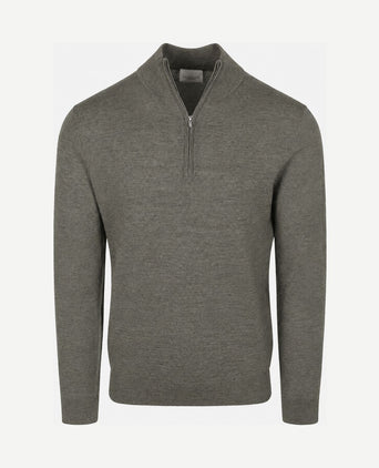 halve rits pullover merinowol groen