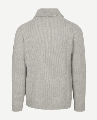 Profuomo halve rits pullover merinowol melange grijs