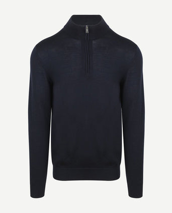 Profuomo halve rits pullover merinowol donkerblauw