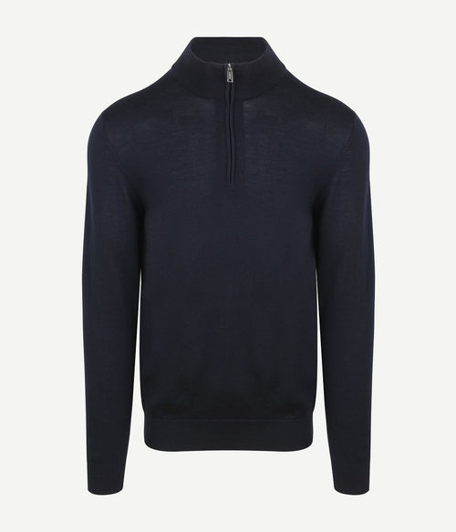Profuomo halve rits pullover merinowol donkerblauw