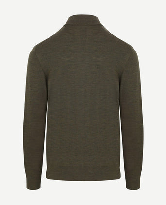 halve rits pullover merinowol olijfgroen