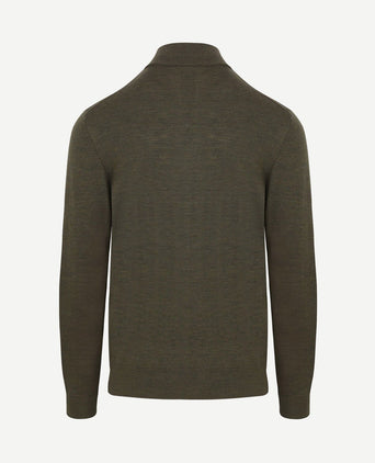 halve rits pullover merinowol olijfgroen