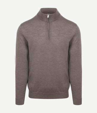 Profuomo halve rits pullover merinowol taupe Profuomo halve rits pullover merinowol taupe