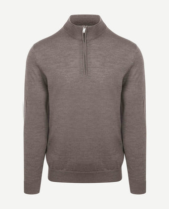 halve rits pullover merinowol taupe