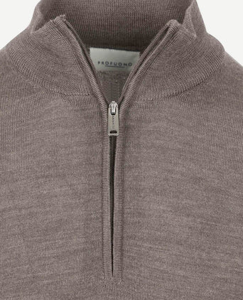 Profuomo halve rits pullover merinowol taupe