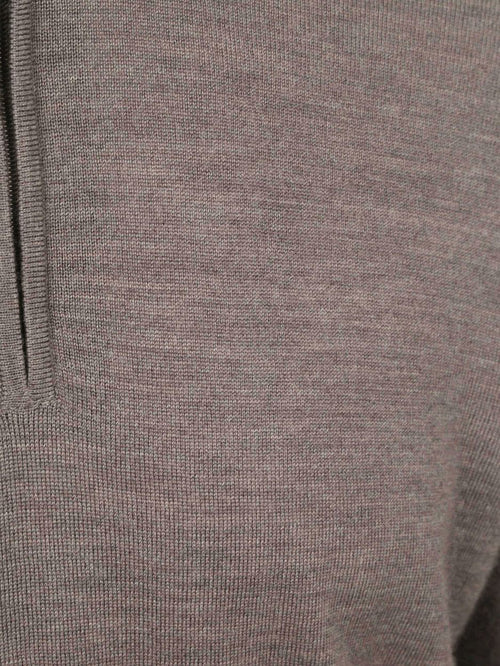 halve rits pullover merinowol taupe