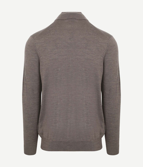 halve rits pullover merinowol taupe