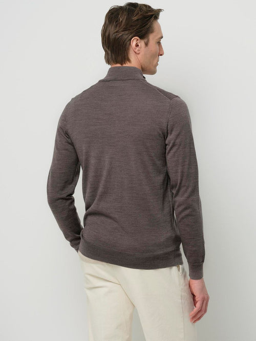 Profuomo halve rits pullover merinowol taupe