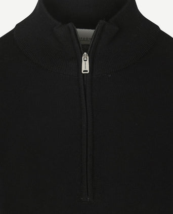 Profuomo halve rits pullover merinowol zwart