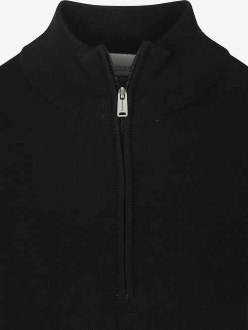 Profuomo halve rits pullover merinowol zwart