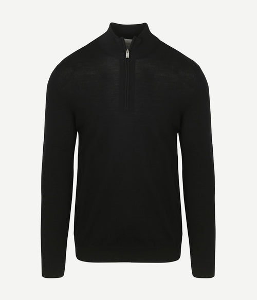 Profuomo halve rits pullover merinowol zwart