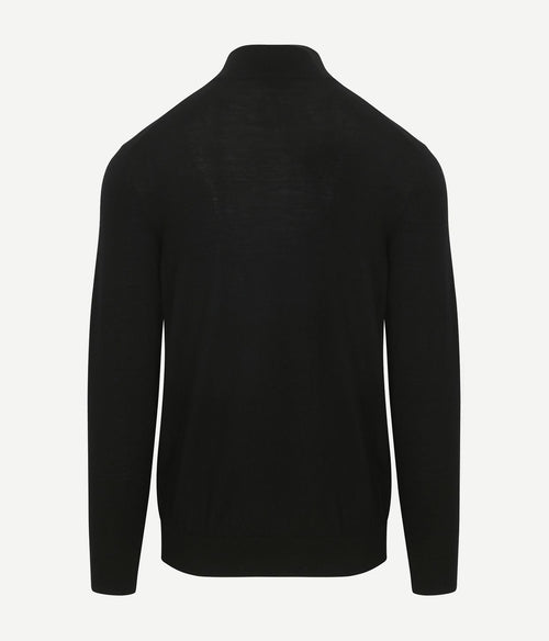 halve rits pullover merinowol zwart