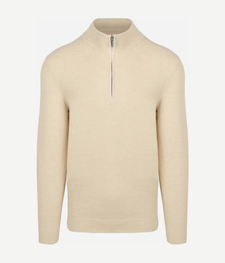 Profuomo halve rits pullover structure beige Profuomo halve rits pullover structure beige