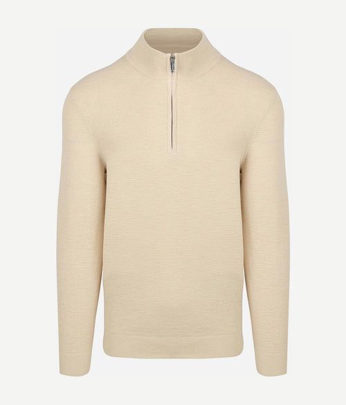 Profuomo halve rits pullover structure beige