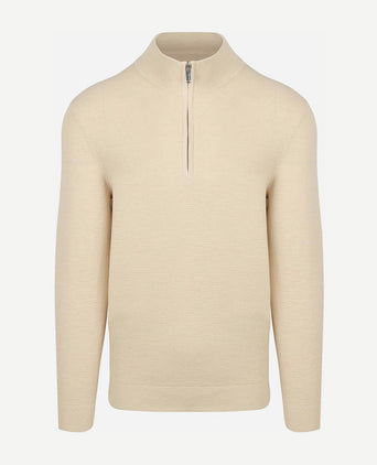 halve rits pullover structure beige
