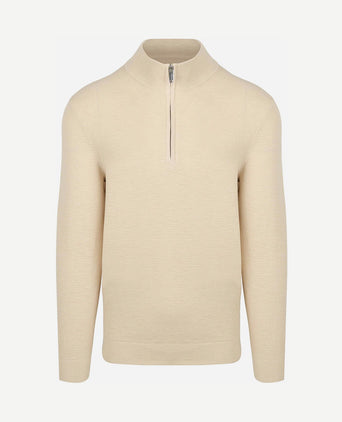 halve rits pullover structure beige