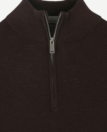 halve rits pullover structure bruin