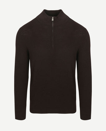 halve rits pullover structure bruin