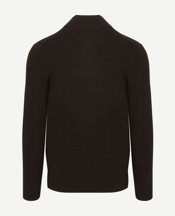 halve rits pullover structure bruin