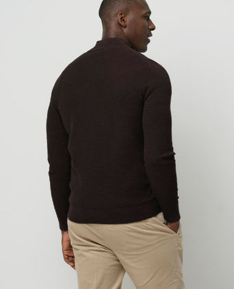 Profuomo halve rits pullover structure bruin