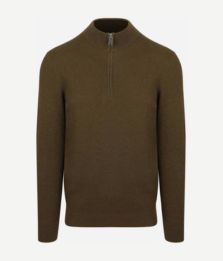Profuomo halve rits pullover structure donkergroen Profuomo halve rits pullover structure donkergroen
