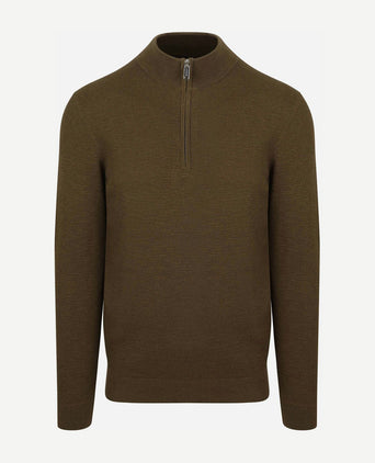 Profuomo halve rits pullover structure donkergroen