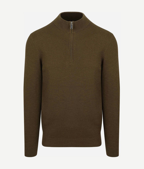 Profuomo halve rits pullover structure donkergroen