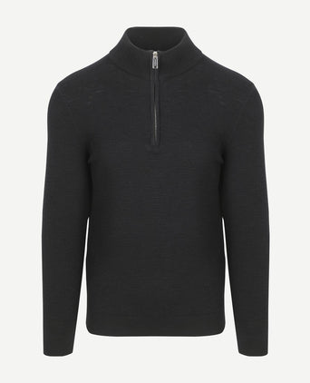 halve rits pullover structure donkerblauw