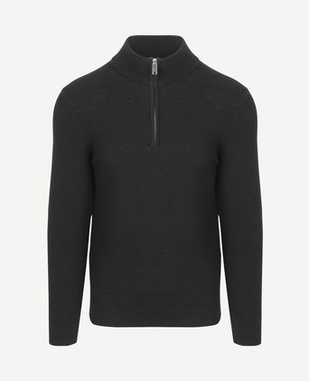 halve rits pullover structure donkerblauw