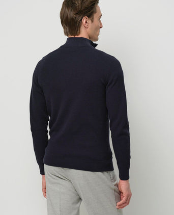 halve rits pullover structure donkerblauw