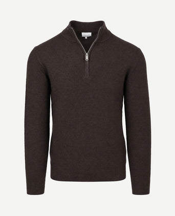 halve rits pullover structuur bruin