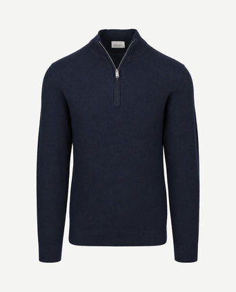 halve rits pullover structuur donkerblauw