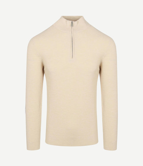halve rits pullover structuur ecru