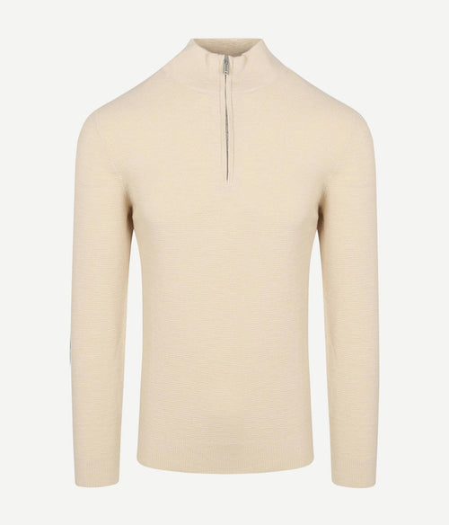 halve rits pullover structuur ecru