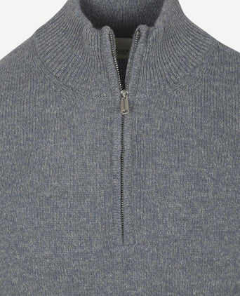 halve rits pullover wol blend blauw
