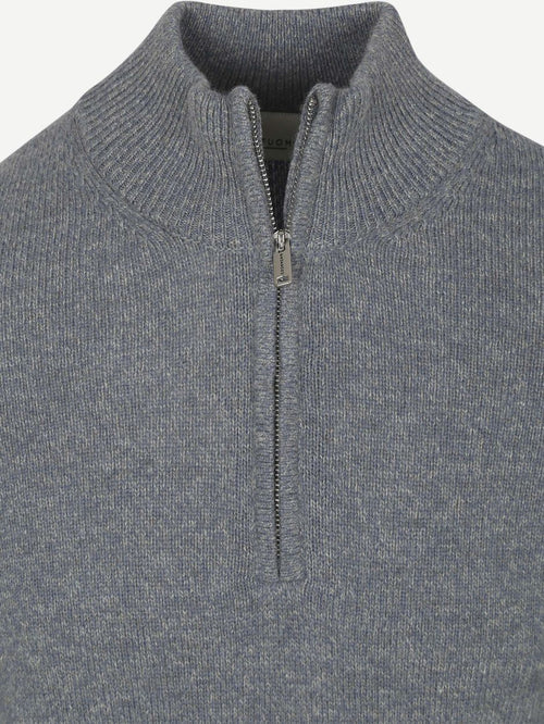 halve rits pullover wol blend blauw