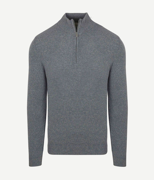 halve rits pullover wol blend blauw