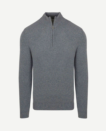 halve rits pullover wol blend blauw