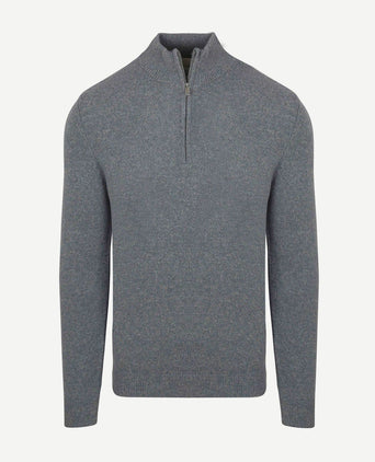 halve rits pullover wol blend blauw