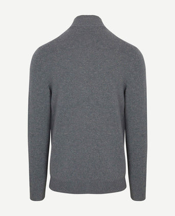 halve rits pullover wol blend blauw