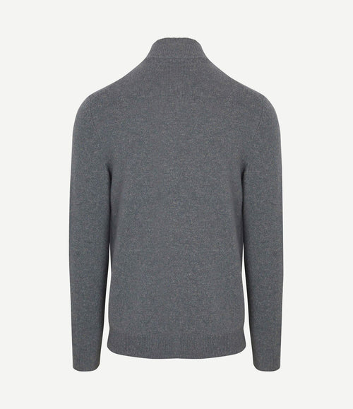 halve rits pullover wol blend blauw