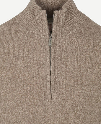 halve rits pullover wol blend sand