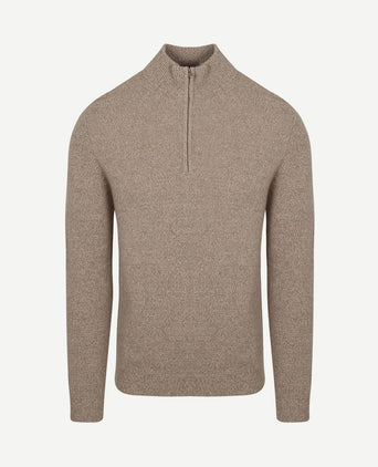 halve rits pullover wol blend sand