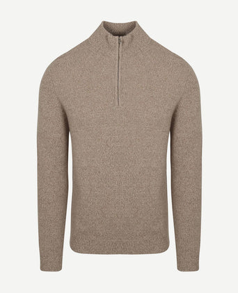 halve rits pullover wol blend sand