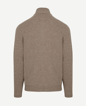 halve rits pullover wol blend sand