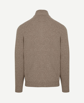 halve rits pullover wol blend sand