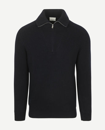 Profuomo halve rits pullover wol donkerblauw