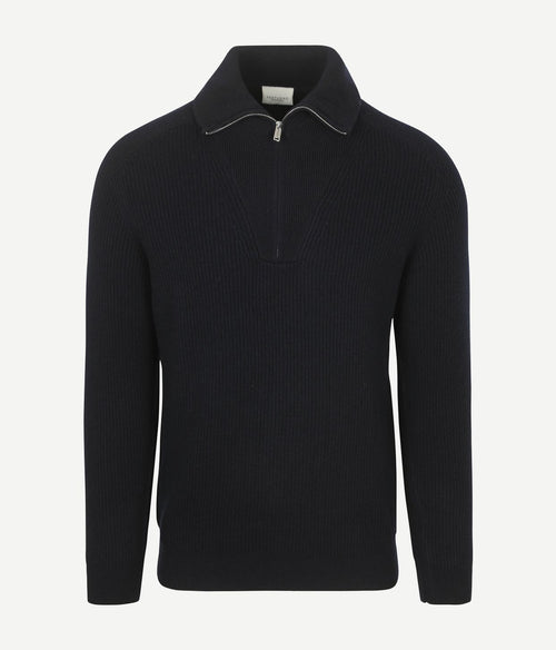 Profuomo halve rits pullover wol donkerblauw